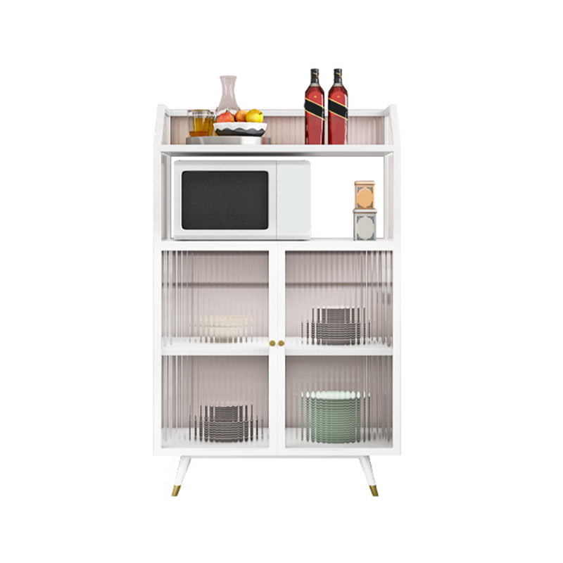 Glass Doors Curio Cabinet Metal Contemporary Display Stand with Doors