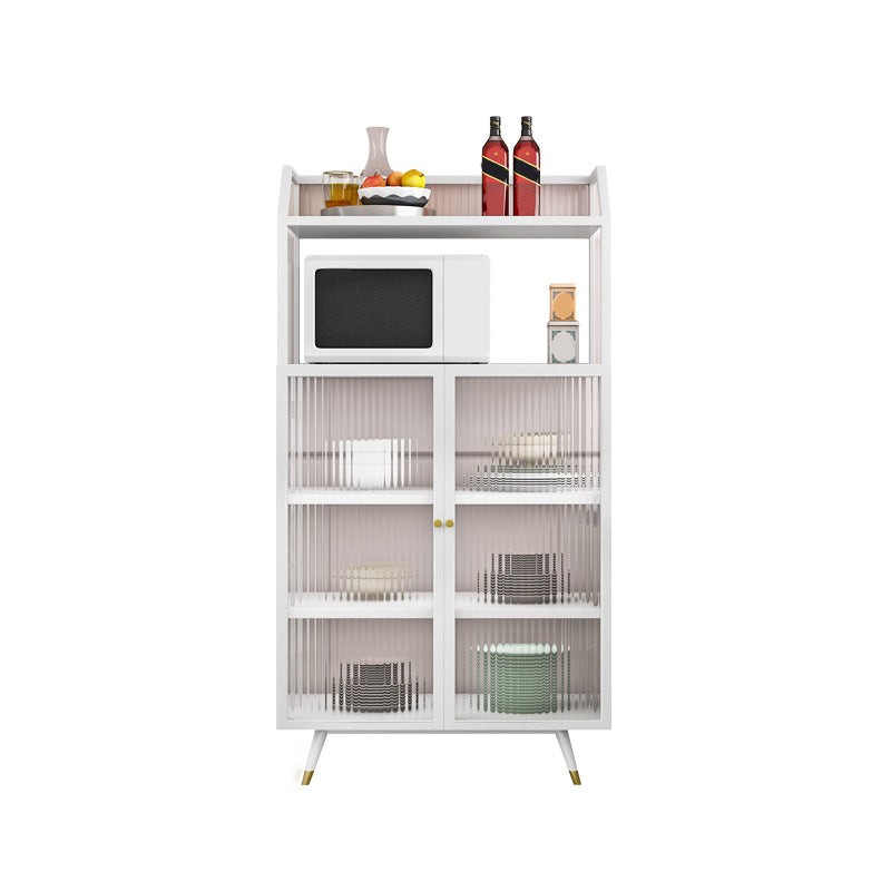 Glass Doors Curio Cabinet Metal Contemporary Display Stand with Doors