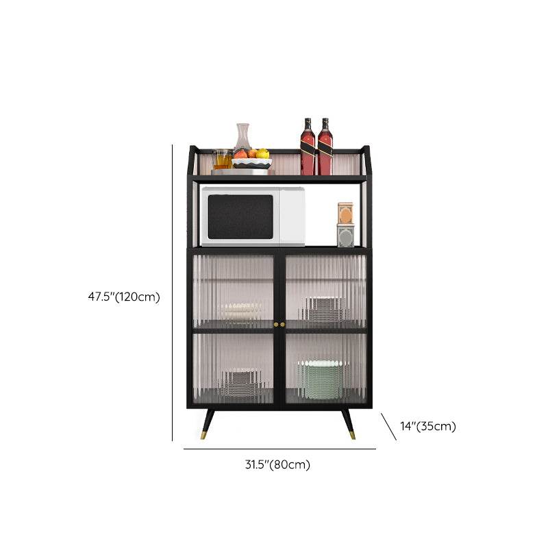 Glass Doors Curio Cabinet Metal Contemporary Display Stand with Doors