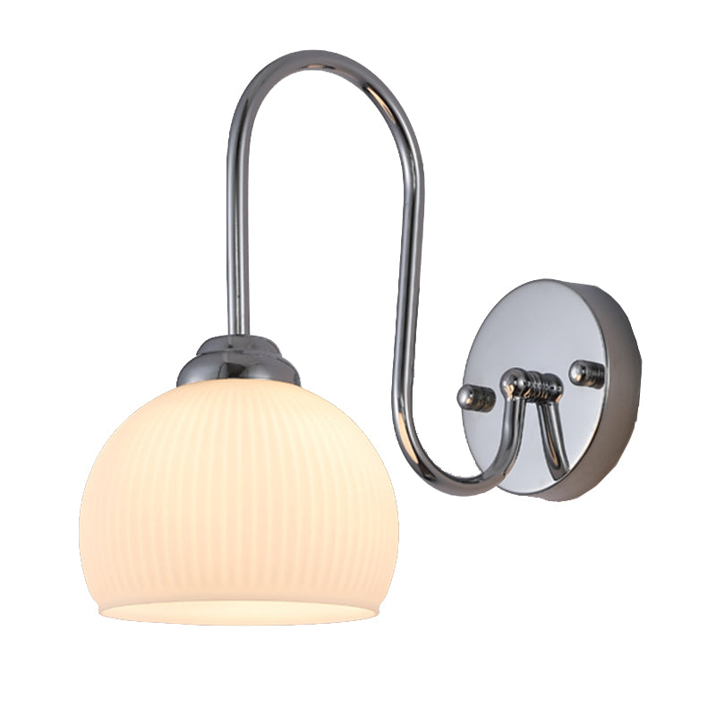 Nordic Style Wall Light Silvery Wall Lamp with Glass Shade for Bedroom