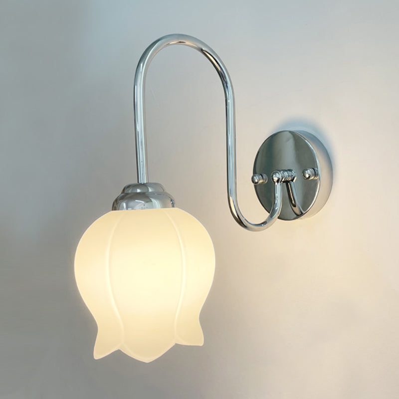 Nordic Style Wall Light Silvery Wall Lamp with Glass Shade for Bedroom