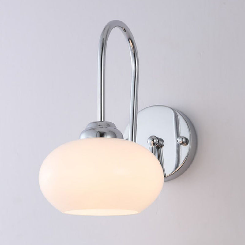 Nordic Style Wall Light Silvery Wall Lamp with Glass Shade for Bedroom