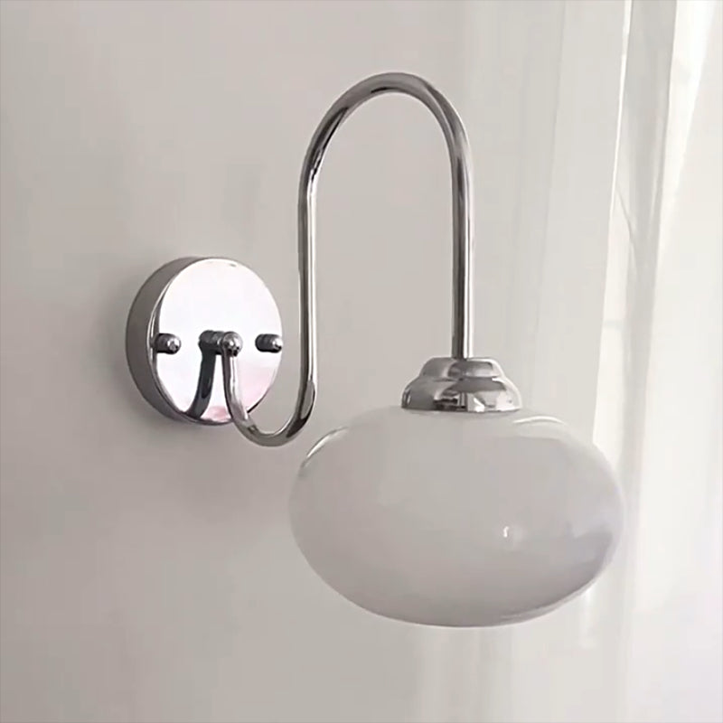 Nordic Style Wall Light Silvery Wall Lamp with Glass Shade for Bedroom