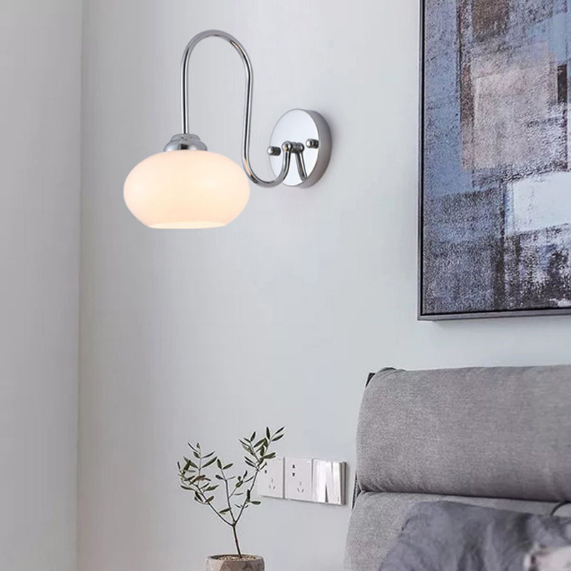 Nordic Style Wall Light Silvery Wall Lamp with Glass Shade for Bedroom