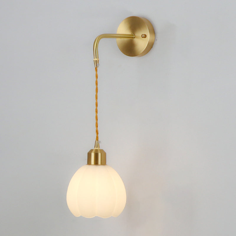 Nordic Style Wall Light Bell Shape Wall Lamp with Glass Shade for Bedroom