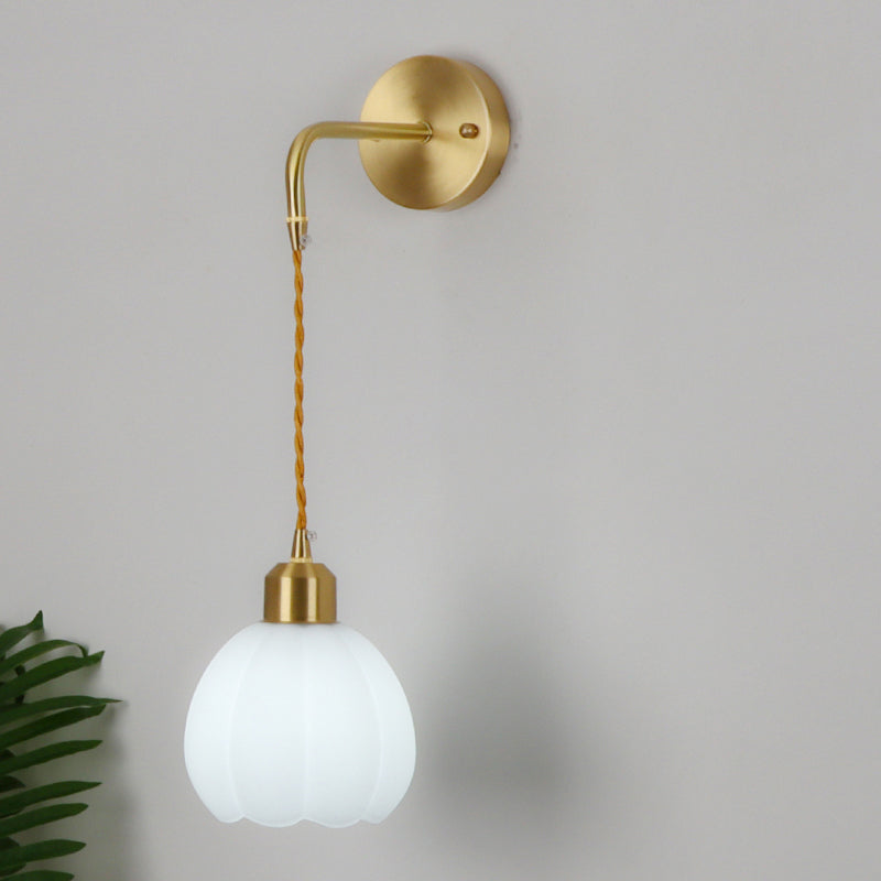 Nordic Style Wall Light Bell Shape Wall Lamp with Glass Shade for Bedroom