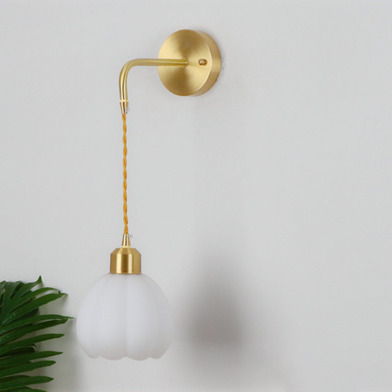 Nordic Style Wall Light Bell Shape Wall Lamp with Glass Shade for Bedroom