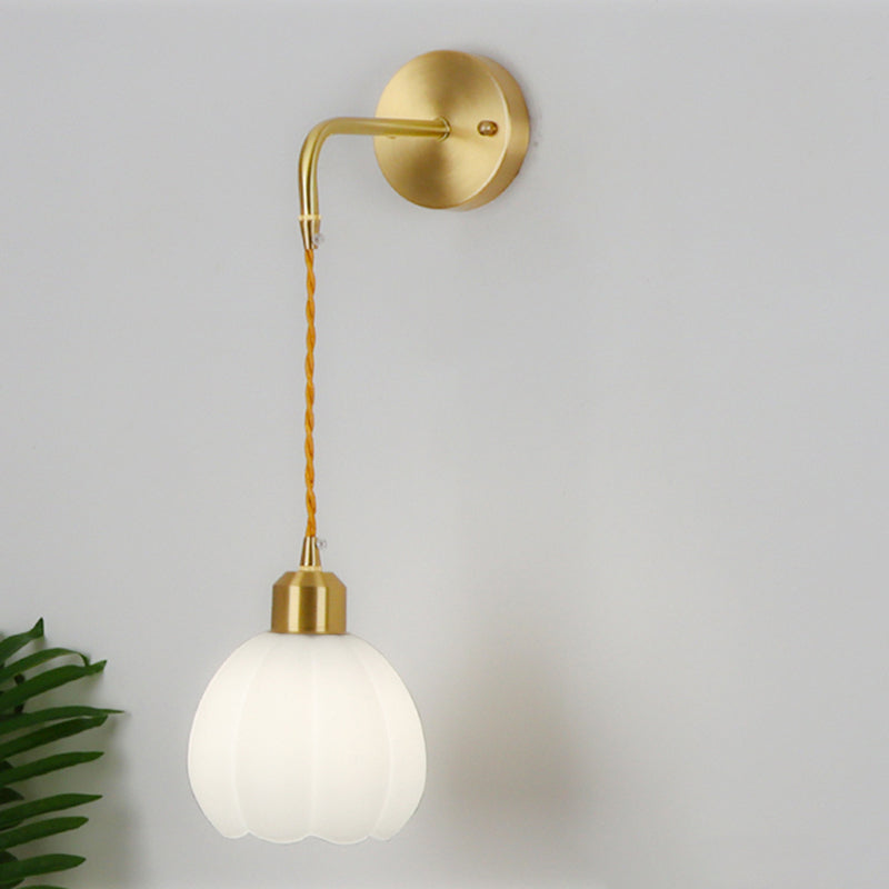 Nordic Style Wall Light Bell Shape Wall Lamp with Glass Shade for Bedroom