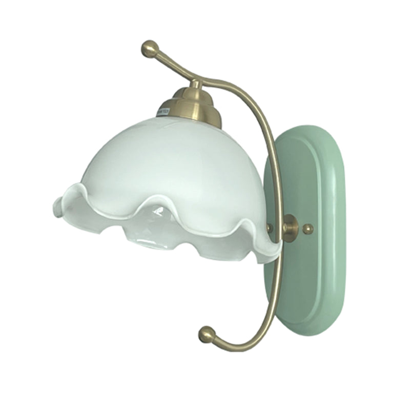 Nordic Style Wall Light Dome Shape Wall Lamp with Wooden Base for Bedroom