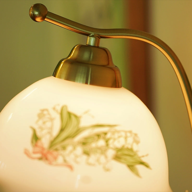 Nordic Style Wall Light Dome Shape Wall Lamp with Wooden Base for Bedroom