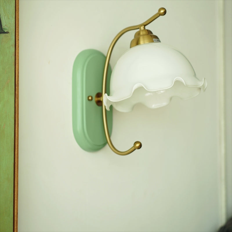 Nordic Style Wall Light Dome Shape Wall Lamp with Wooden Base for Bedroom