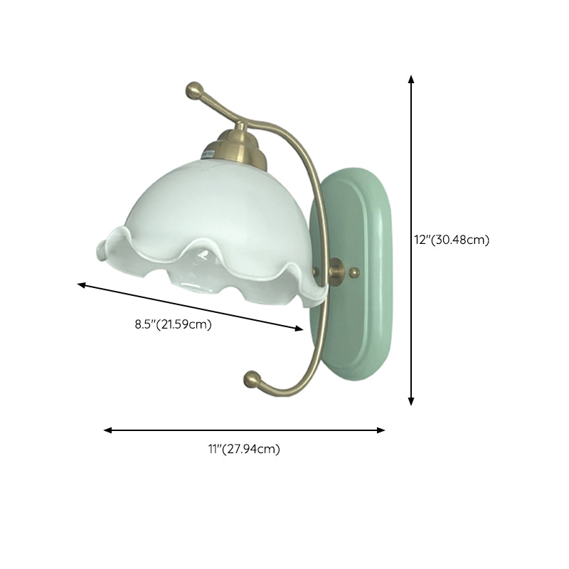 Nordic Style Wall Light Dome Shape Wall Lamp with Wooden Base for Bedroom