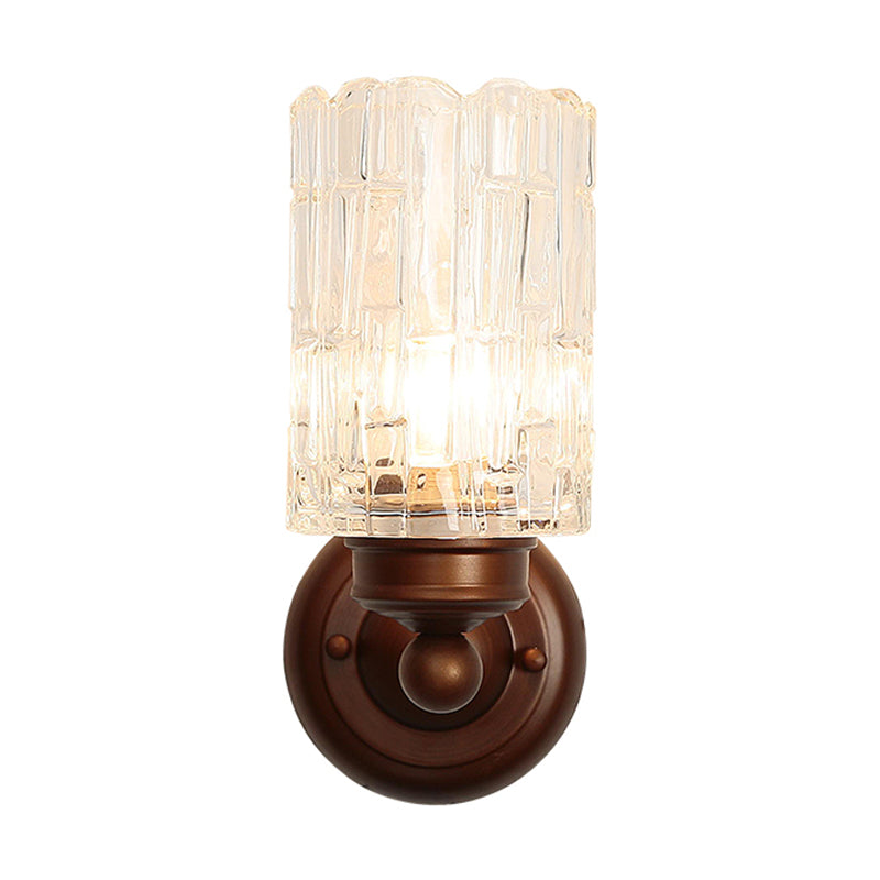 Nordic Style Wall Light Cylinder Shape Wall Lamp with Glass Shade for Bedroom