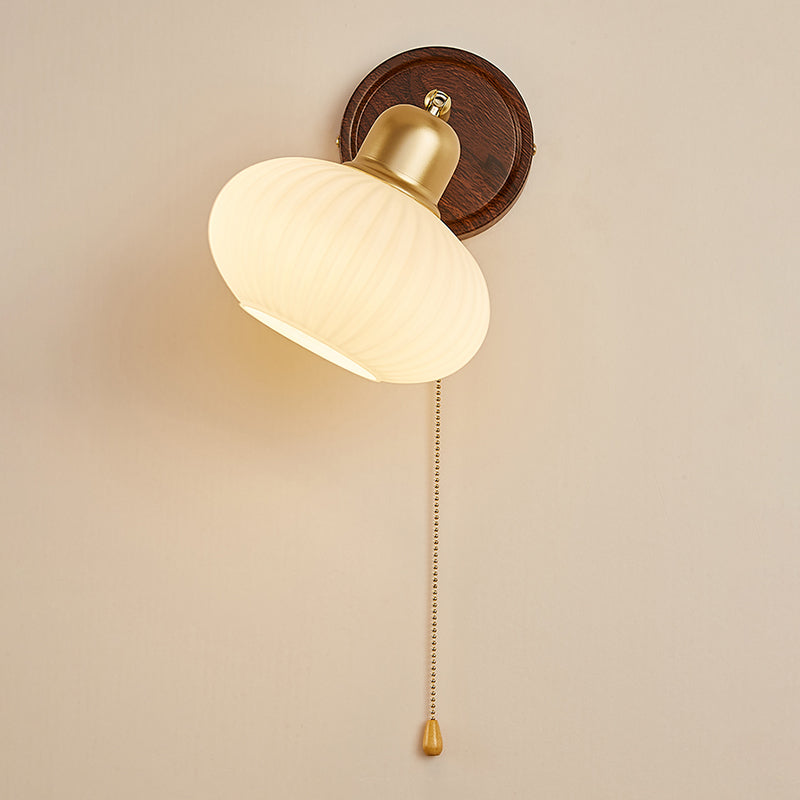 Nordic Style Wall Light Round Shape Wall Lamp with Glass Shade for Bedroom