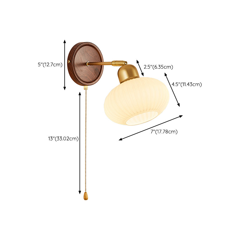 Nordic Style Wall Light Round Shape Wall Lamp with Glass Shade for Bedroom