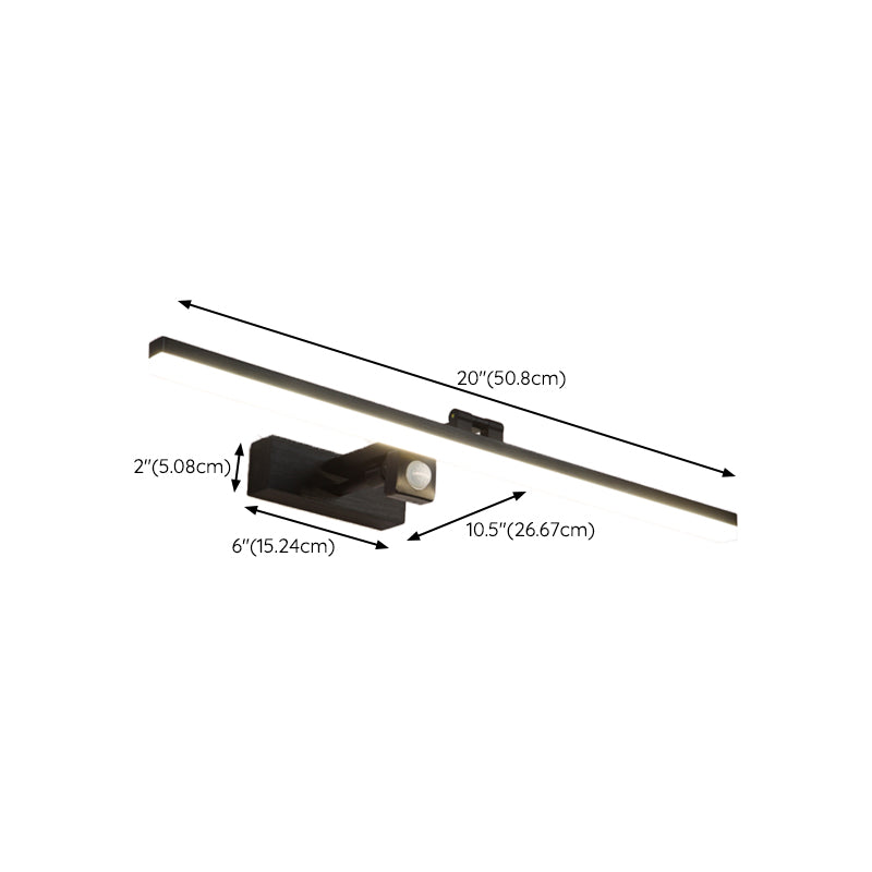 Contemporary Black Single Bathroom Vanity Light LED Bath Bar