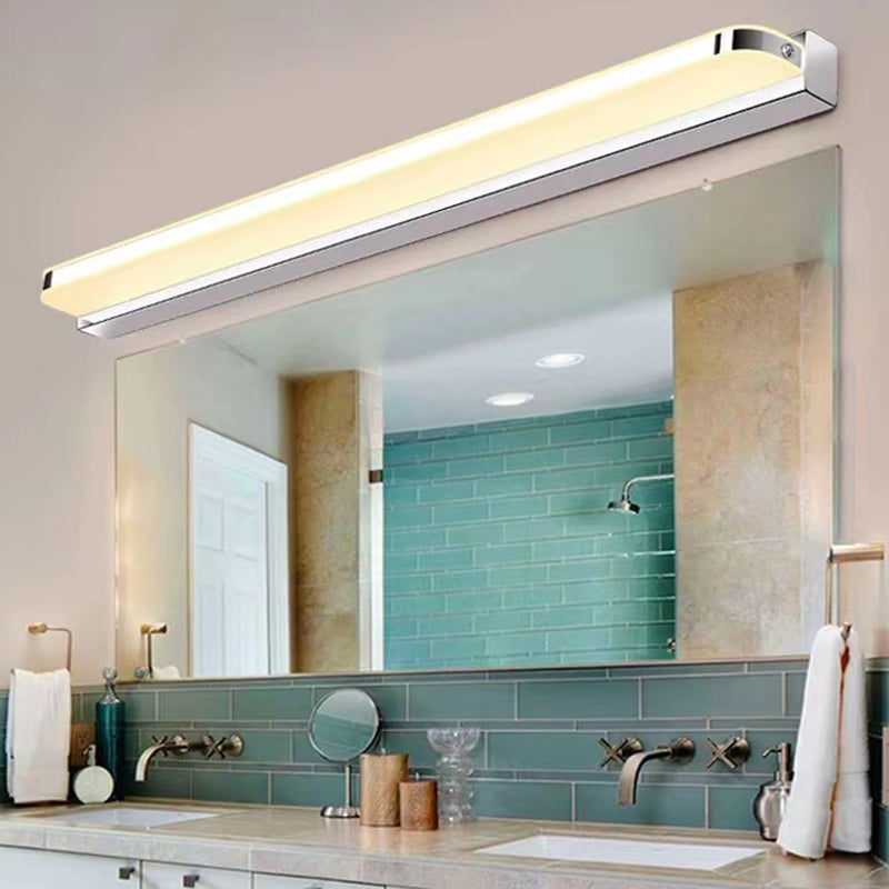 Contemporary White Single Bathroom Vanity Light LED Metal Bath Bar