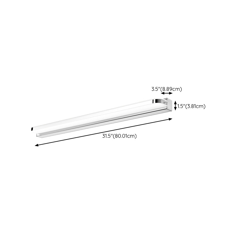 Contemporary White Single Bathroom Vanity Light LED Metal Bath Bar