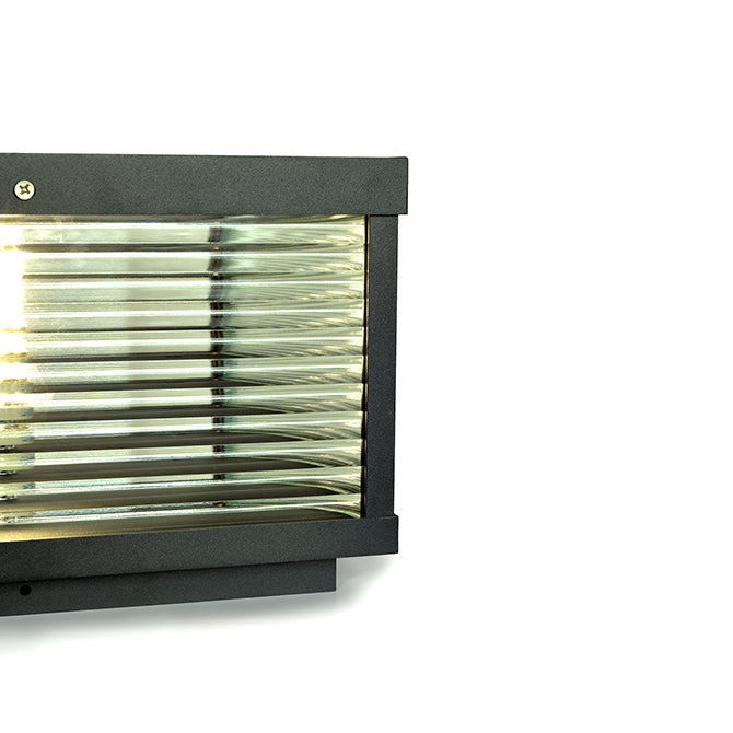 Geometric Shape Metal Solar Pillar Lamp Modern Style 1 Light Outdoor Lights in Black
