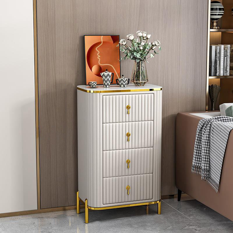 Contemporary Glam Storage Chest Stone Vertical Storage Chest Dresser for Bedroom