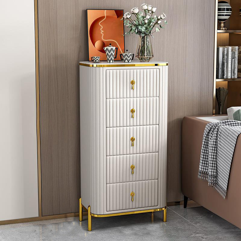 Contemporary Glam Storage Chest Stone Vertical Storage Chest Dresser for Bedroom
