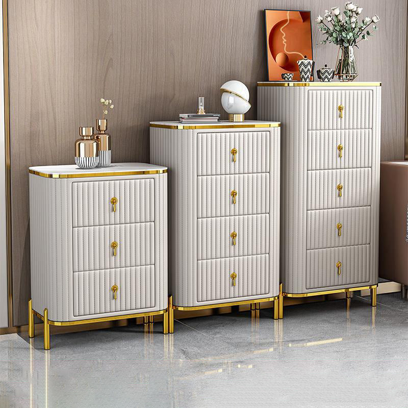 Contemporary Glam Storage Chest Stone Vertical Storage Chest Dresser for Bedroom