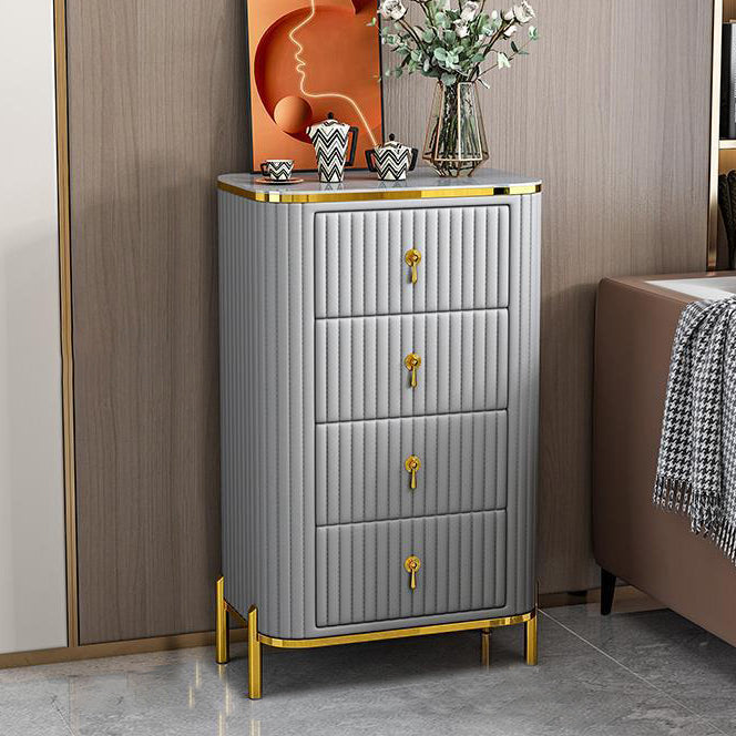 Contemporary Glam Storage Chest Stone Vertical Storage Chest Dresser for Bedroom