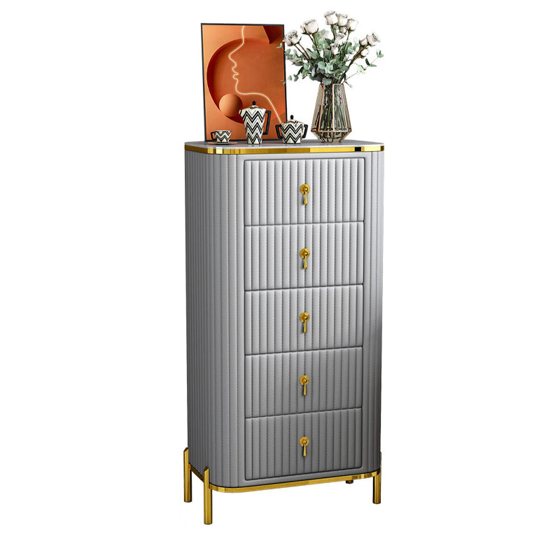 Contemporary Glam Storage Chest Stone Vertical Storage Chest Dresser for Bedroom