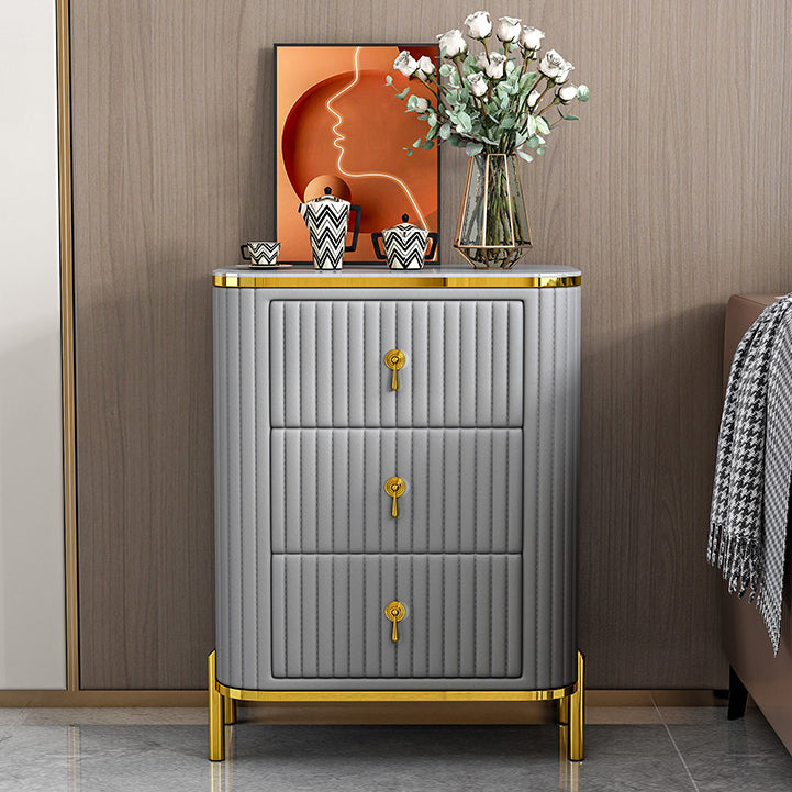 Contemporary Glam Storage Chest Stone Vertical Storage Chest Dresser for Bedroom