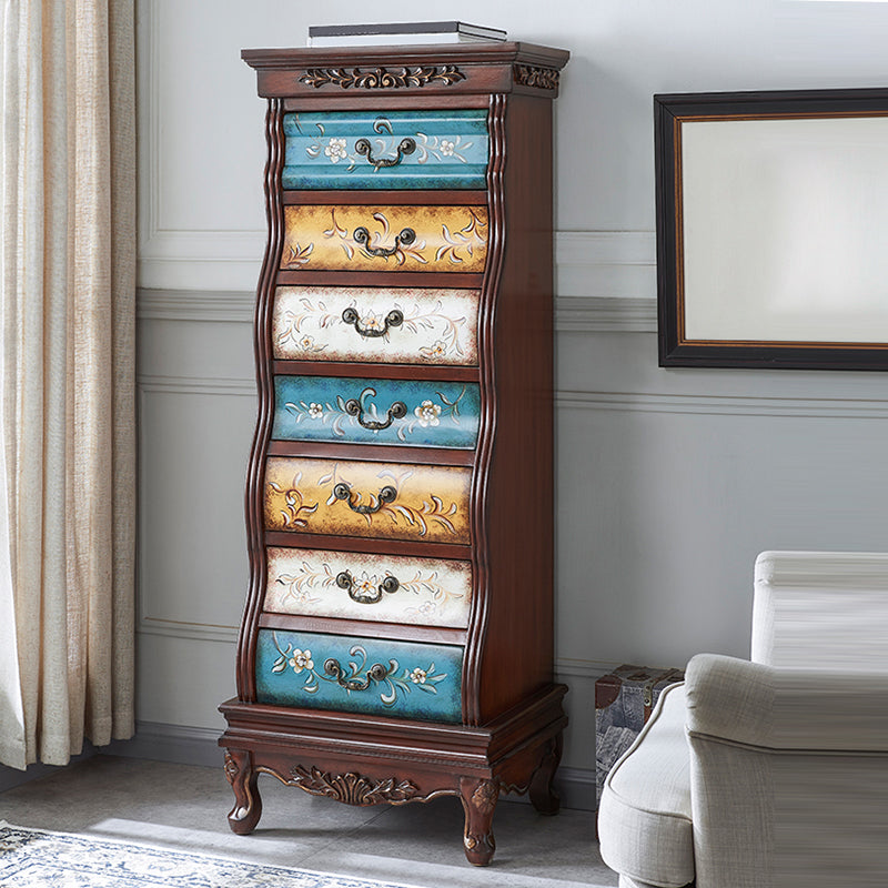 16.77 Inch Width Traditional Storage Chest Solid Wood Dresser with 7 Drawers