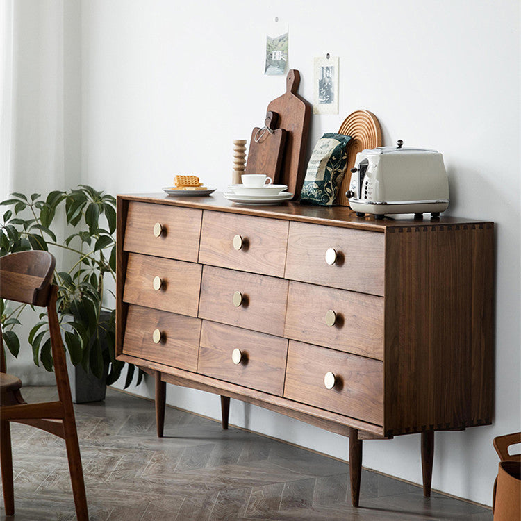 Ultra-Modern Horizontal Double Dresser Pine Storage Chest Dresser for Bedroom