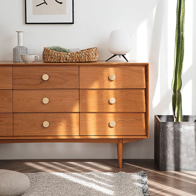 Ultra-Modern Horizontal Double Dresser Pine Storage Chest Dresser for Bedroom