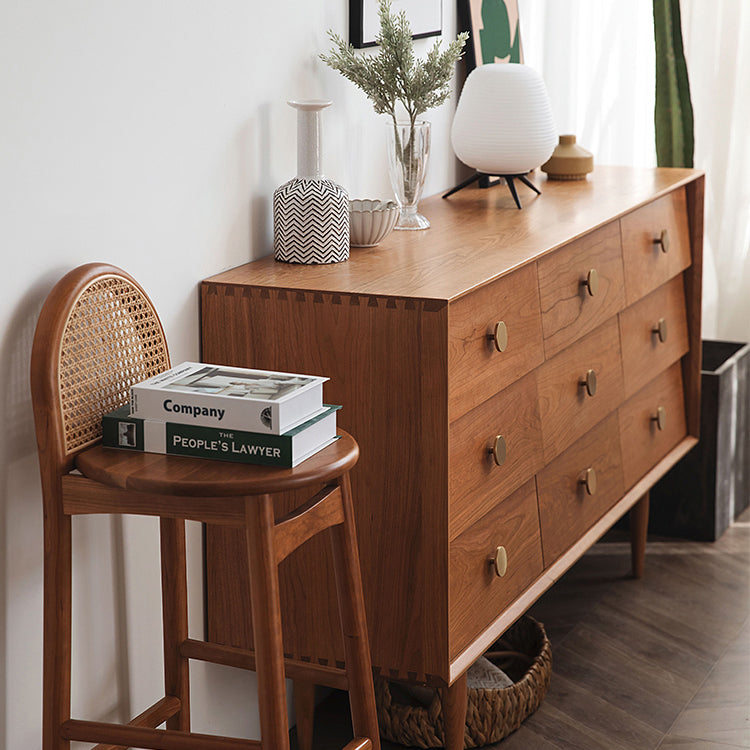 Ultra-Modern Horizontal Double Dresser Pine Storage Chest Dresser for Bedroom