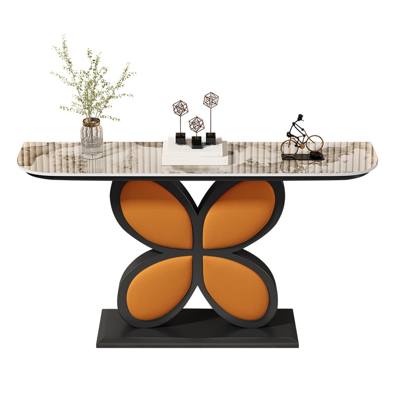Stone Half Moon End Table 1-shelf 31.5-inch Tall Accent Table