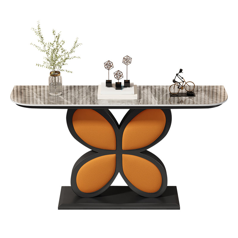 Stone Half Moon End Table 1-shelf 31.5-inch Tall Accent Table