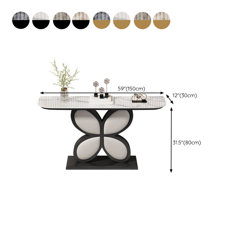 Half Moon Accent Table Antique Finish Console Sofa Table in Stone