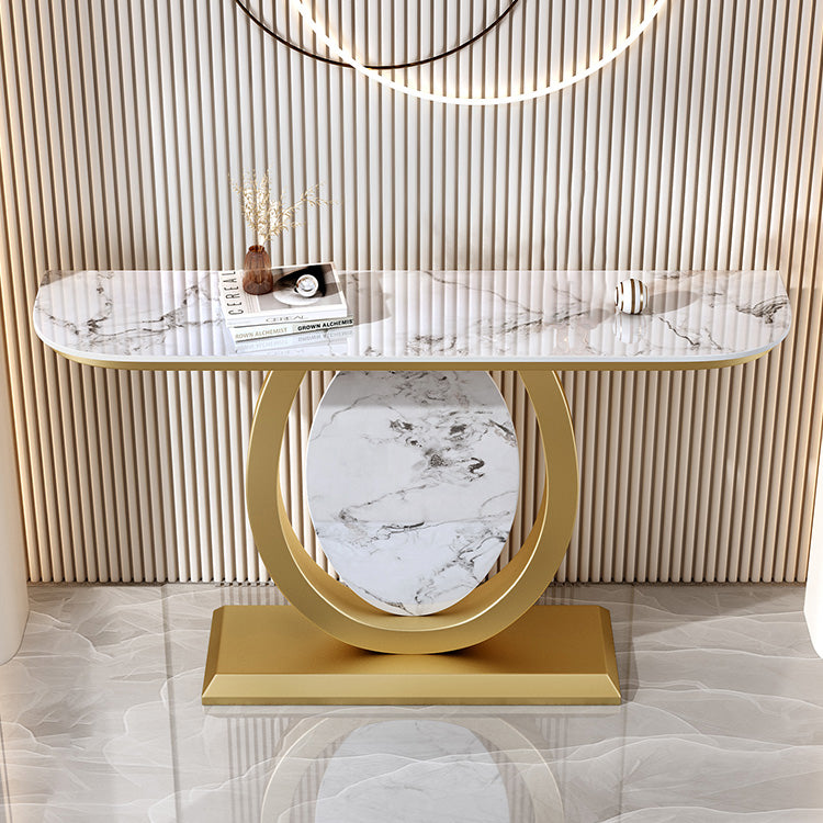 Half Moon Contemporary Console Accent Table Antique Finish Console Table