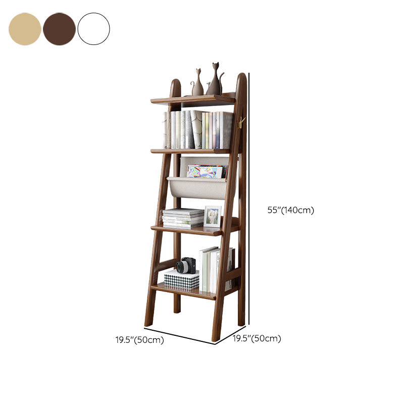 Modern Ladder Bookshelf Wooden Open Back Bookcase for Study Room