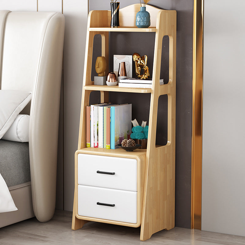 Modern Open Back Standard Bookshelf Wooden Bookcase with Drawers