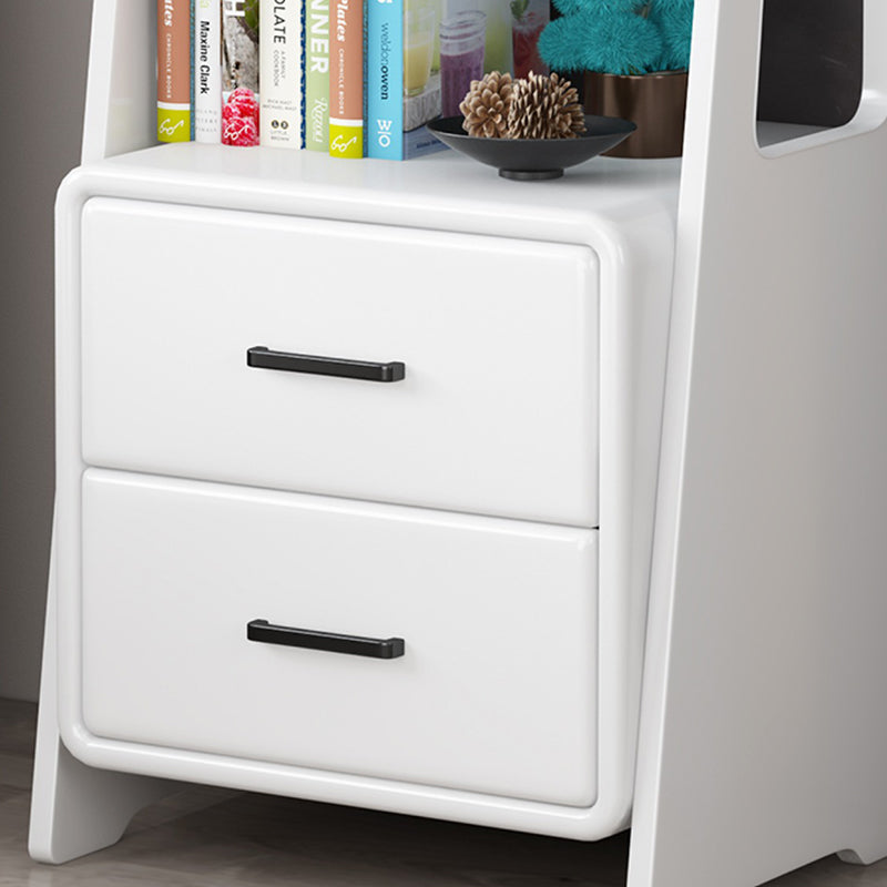 Modern Open Back Standard Bookshelf Wooden Bookcase with Drawers