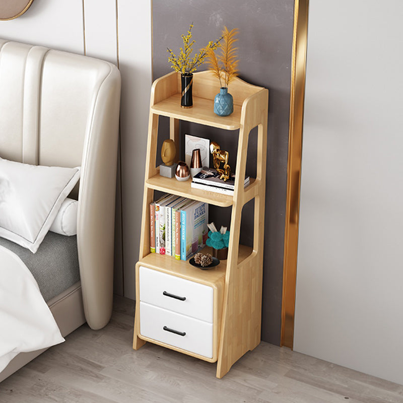 Modern Open Back Standard Bookshelf Wooden Bookcase with Drawers