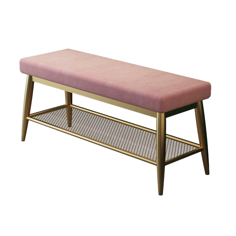 Modern Entryway Bench Cushioned Metal Seating Bench with Shoe Storage