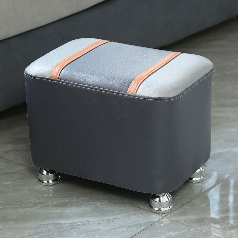 Color Matching Leather Standard Stool Modern Style Simple Rectangular Stool
