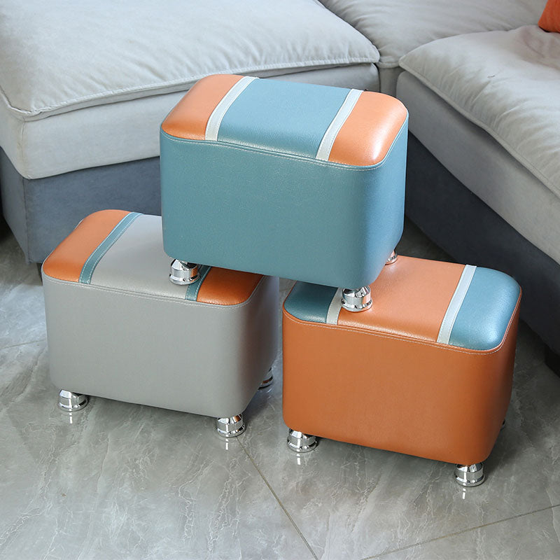 Color Matching Leather Standard Stool Modern Style Simple Rectangular Stool