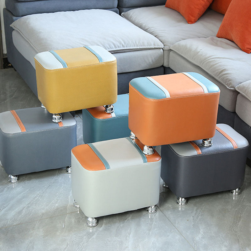 Color Matching Leather Standard Stool Modern Style Simple Rectangular Stool
