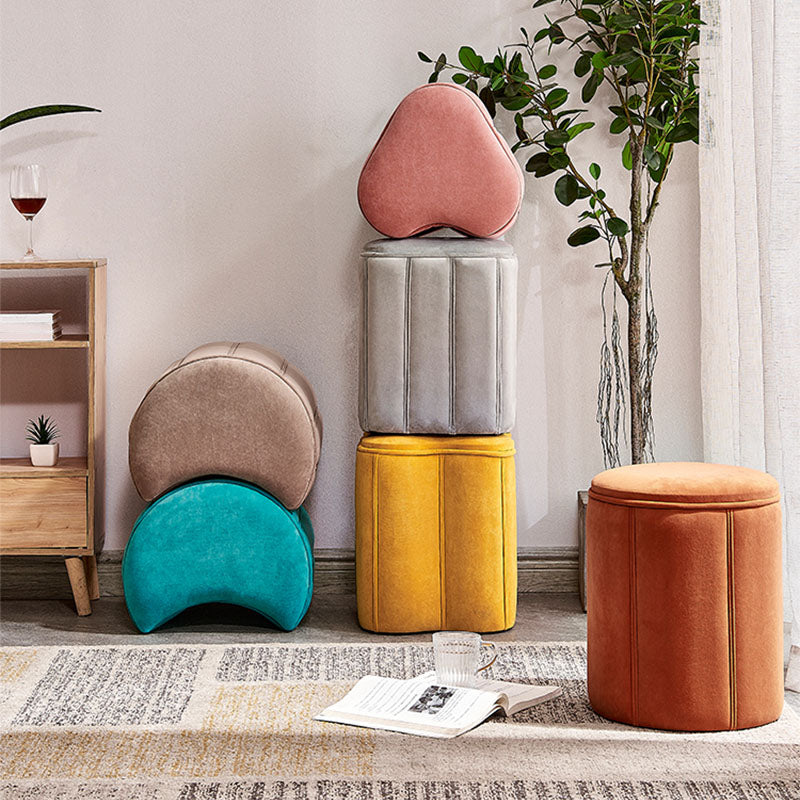 Solid Color Fabric Standard Stool Modern Simple Moon Upholstered Footstool