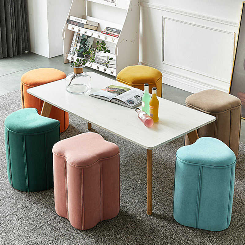 Solid Color Fabric Standard Stool Modern Simple Moon Upholstered Footstool