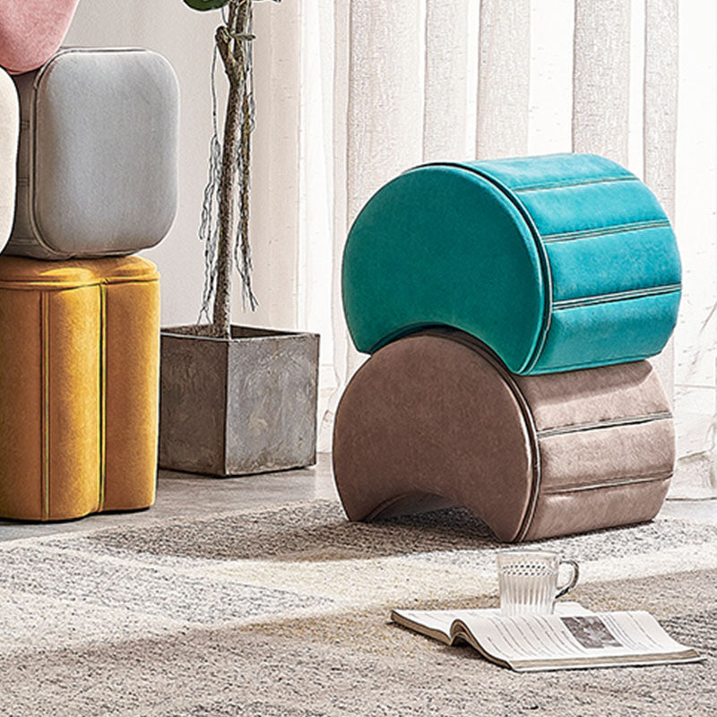 Solid Color Fabric Standard Stool Modern Simple Moon Upholstered Footstool