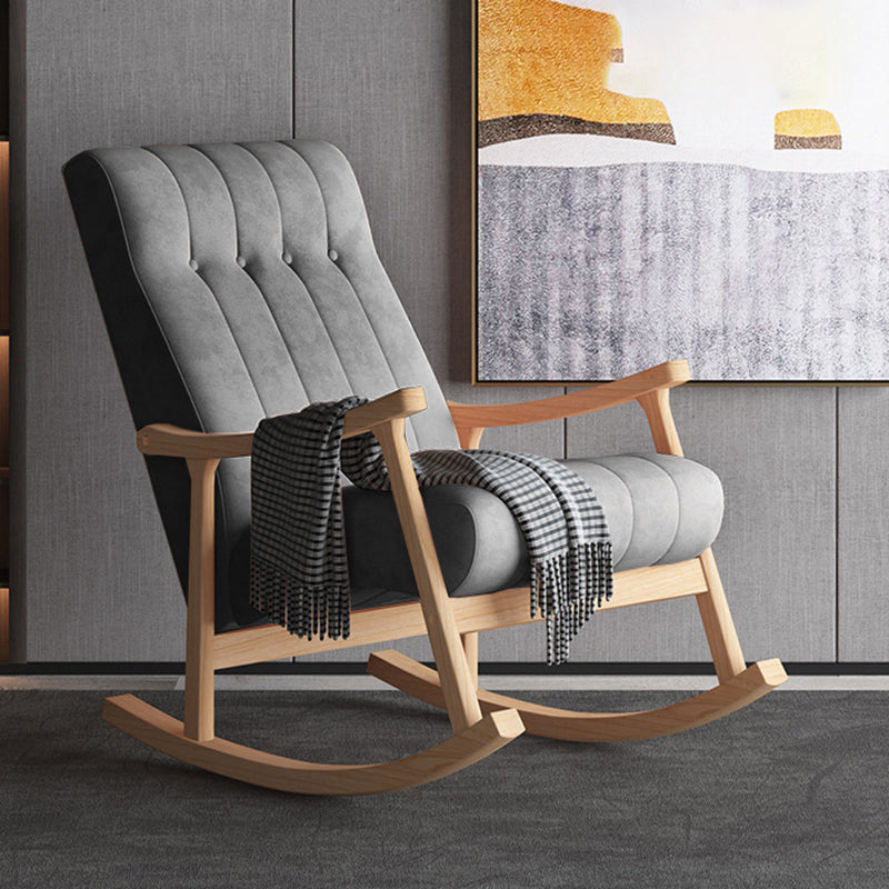 Wood Base Single Rocking Chair Lounge Leisure Lazy Chair for Living Room