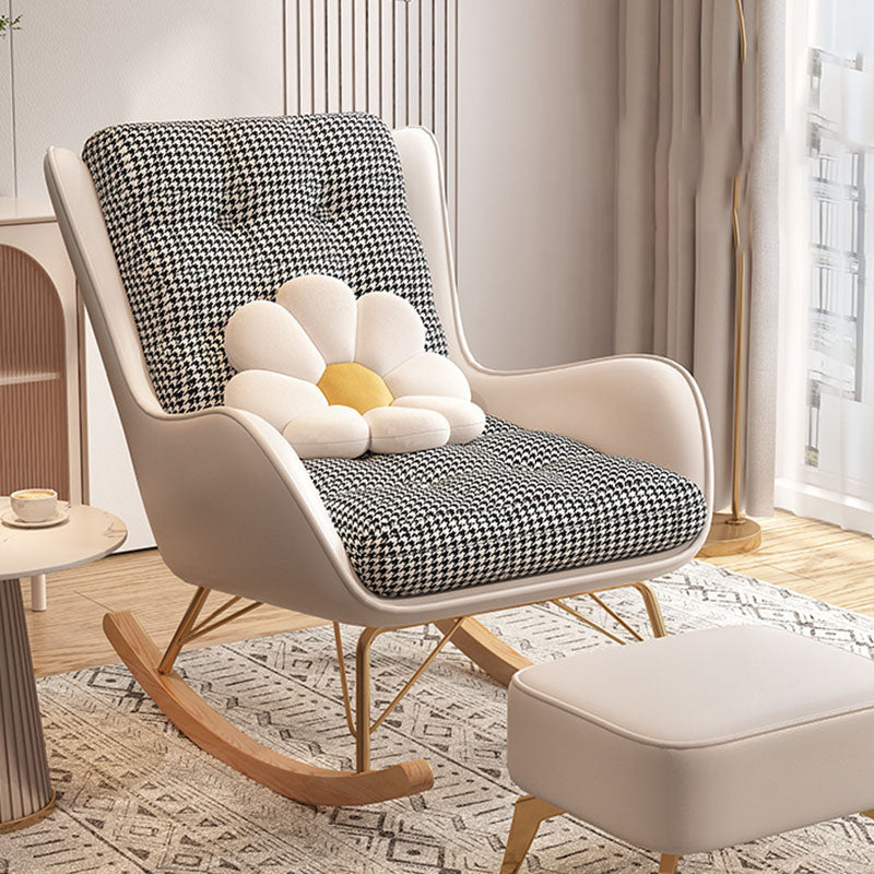 Light Luxury Leisure Modern Rocking Chair Cotton Fabric Upholstery Lazy Sofa Chair